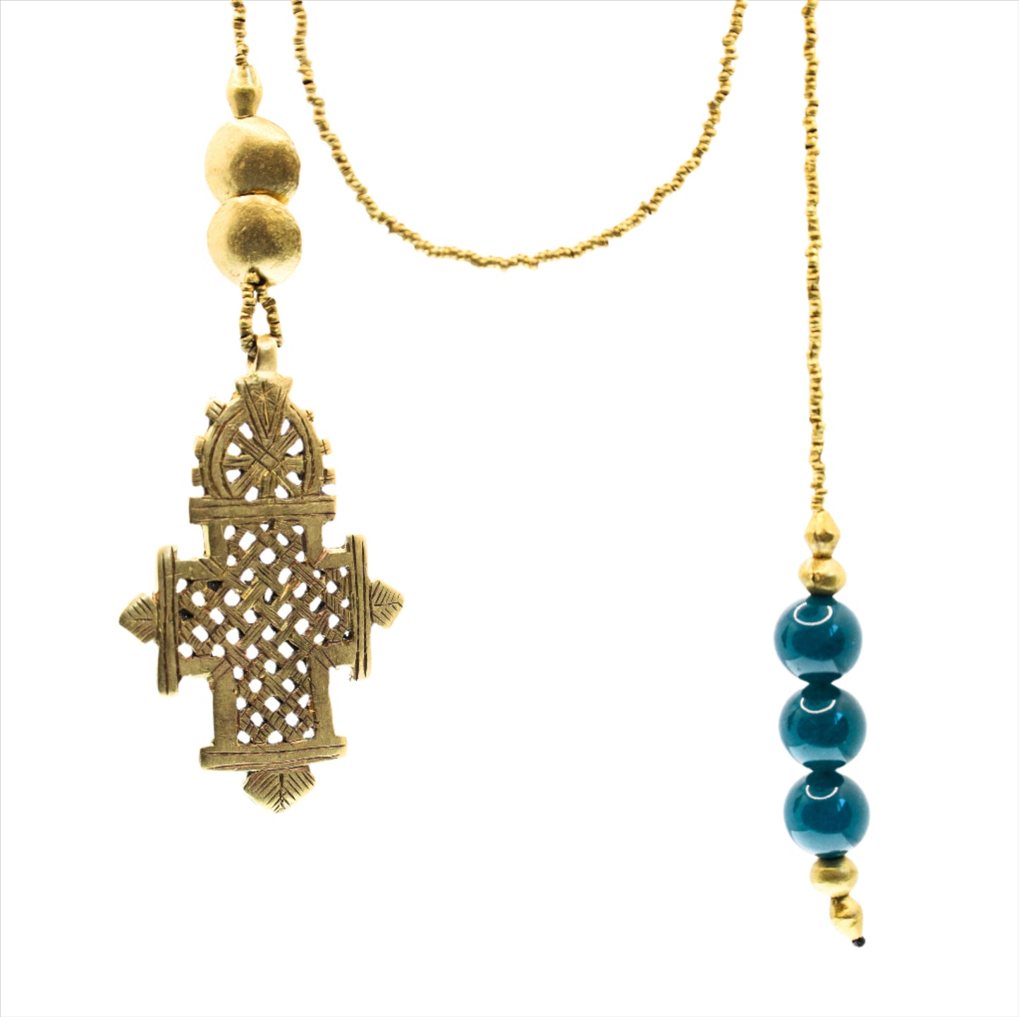 Versatile Ethiopian Cross Jade Wrap Necklace