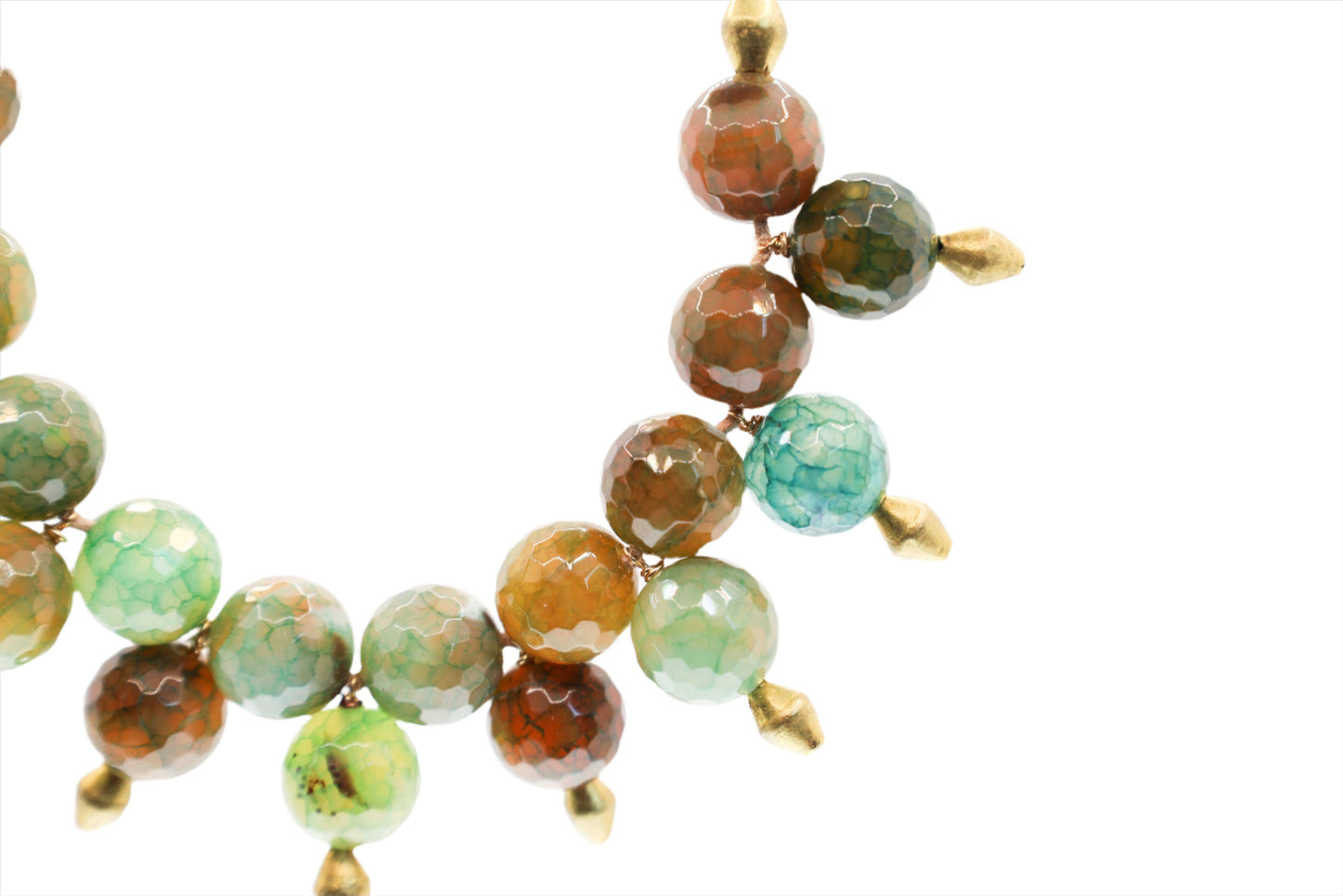 Adjustable Agate Necklace with Yellow, Green, and Brown Tones