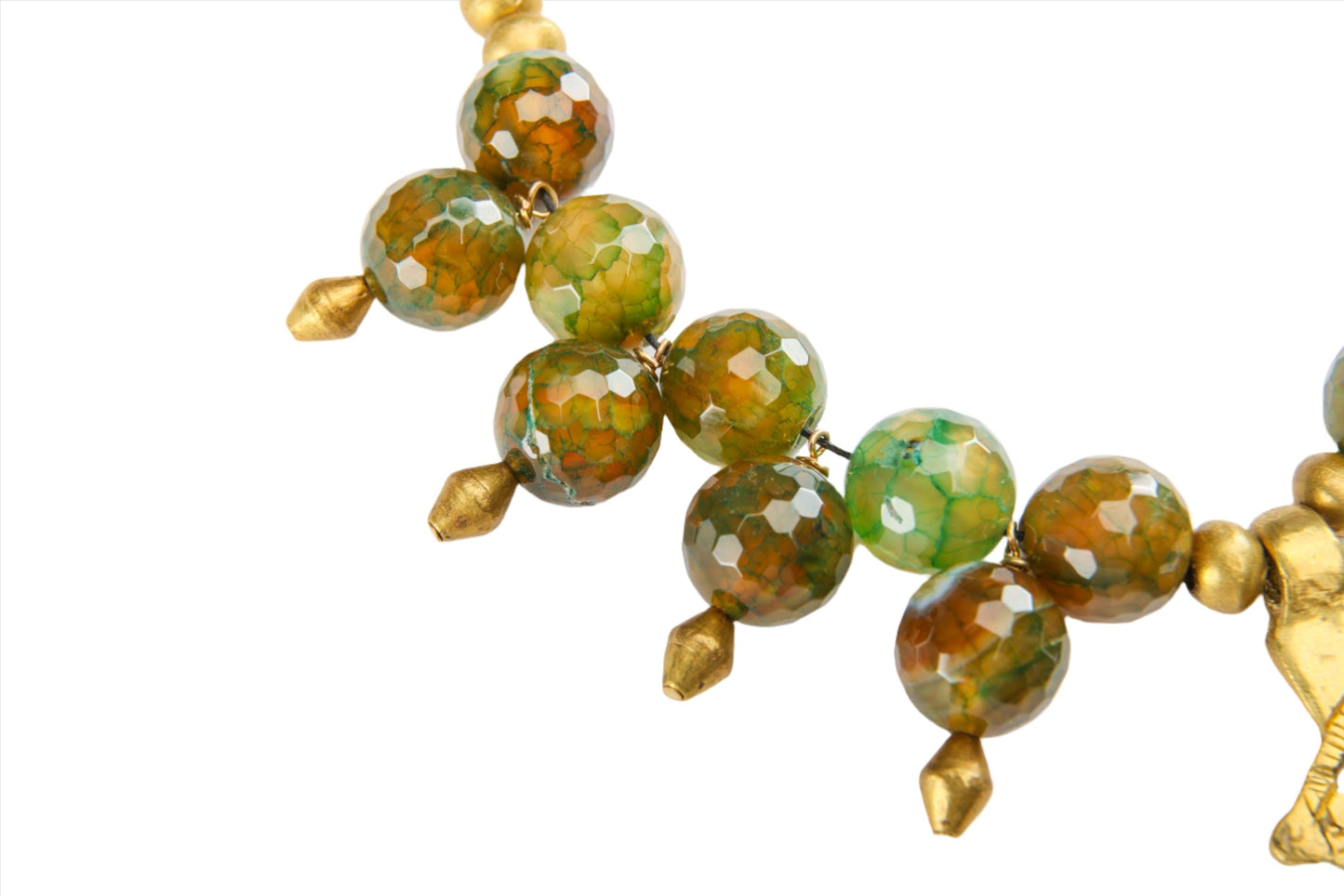 Agate Necklace with Yellow, Green, and Brown Tones