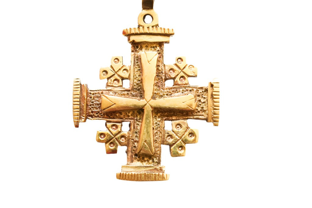 Brass-Wrapped Cross with Onyx Stone