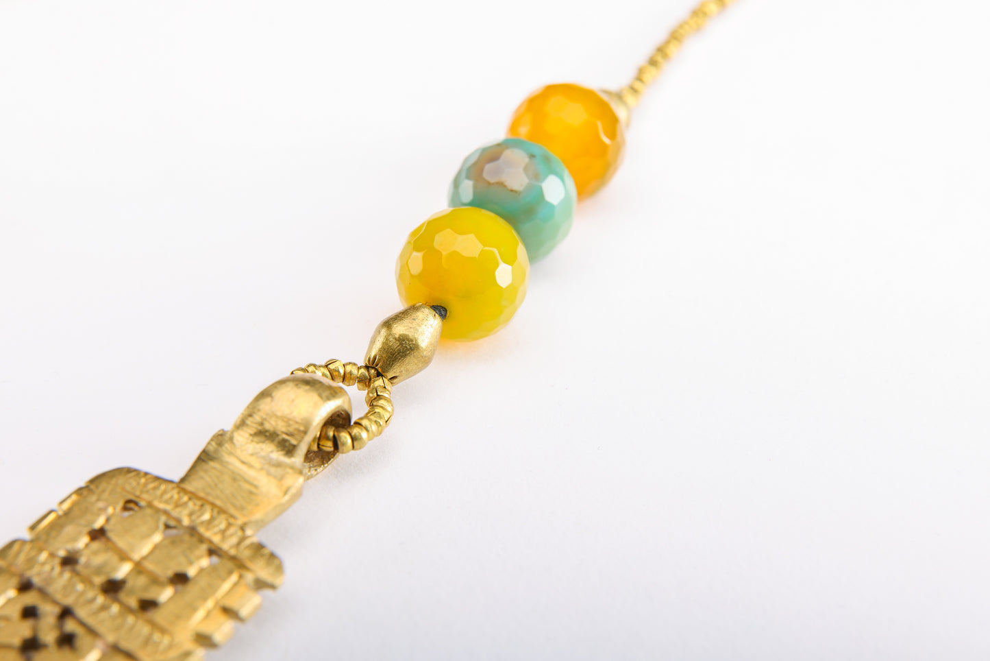 Ethiopian Cross with Green and Yellow Agate