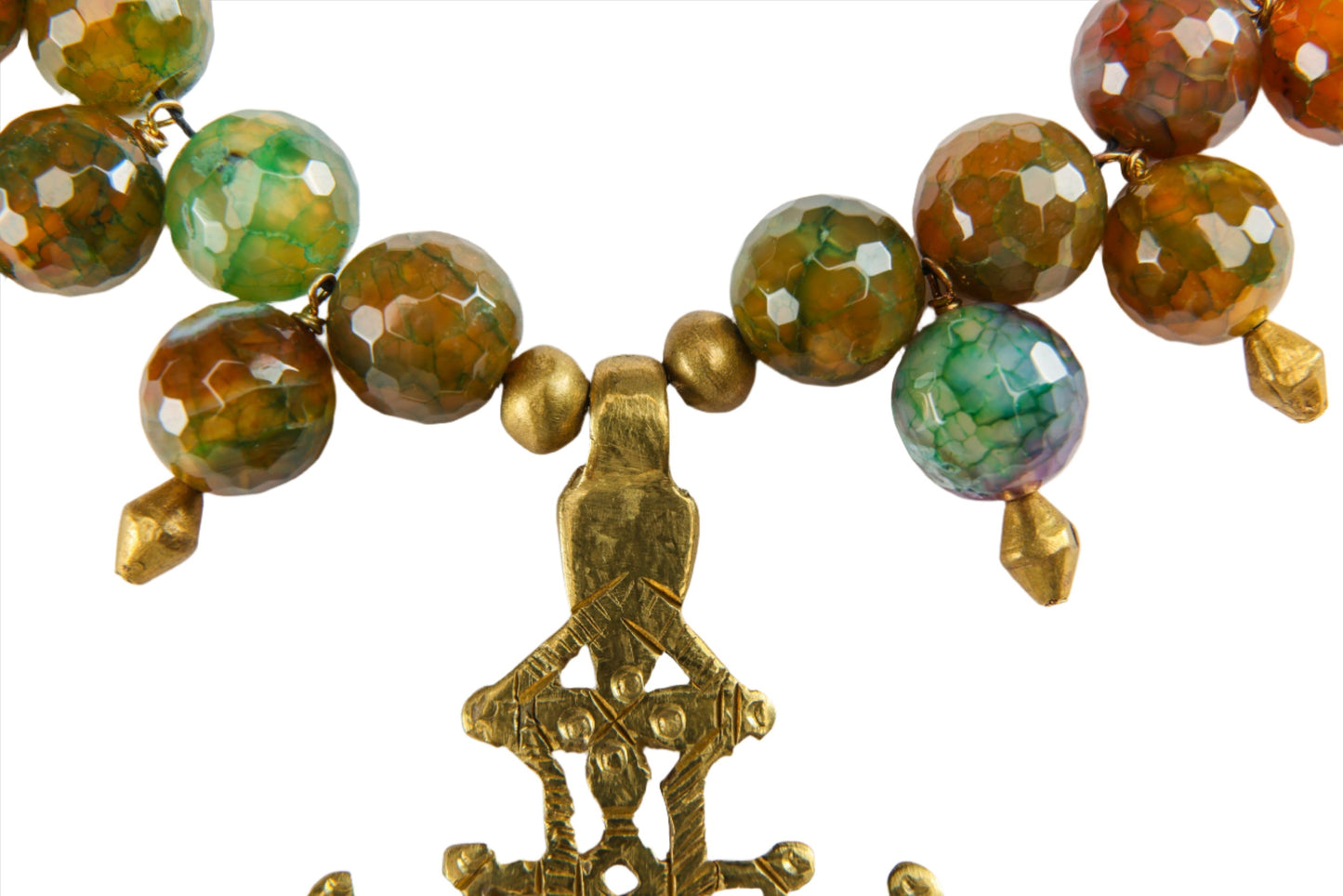 Agate Necklace with Yellow, Green, and Brown Tones