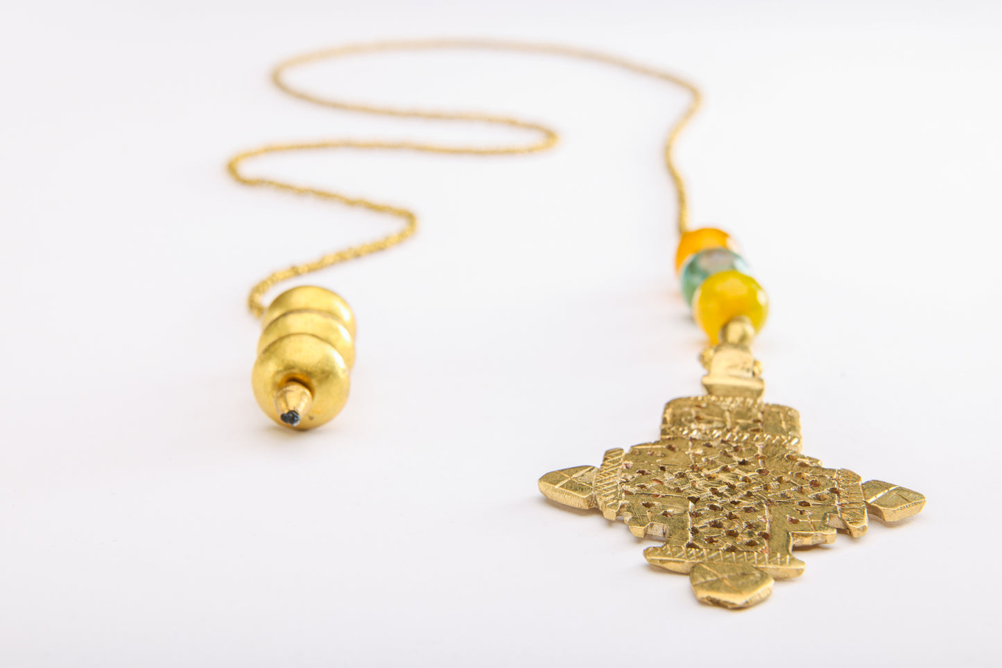 Ethiopian Cross with Green and Yellow Agate