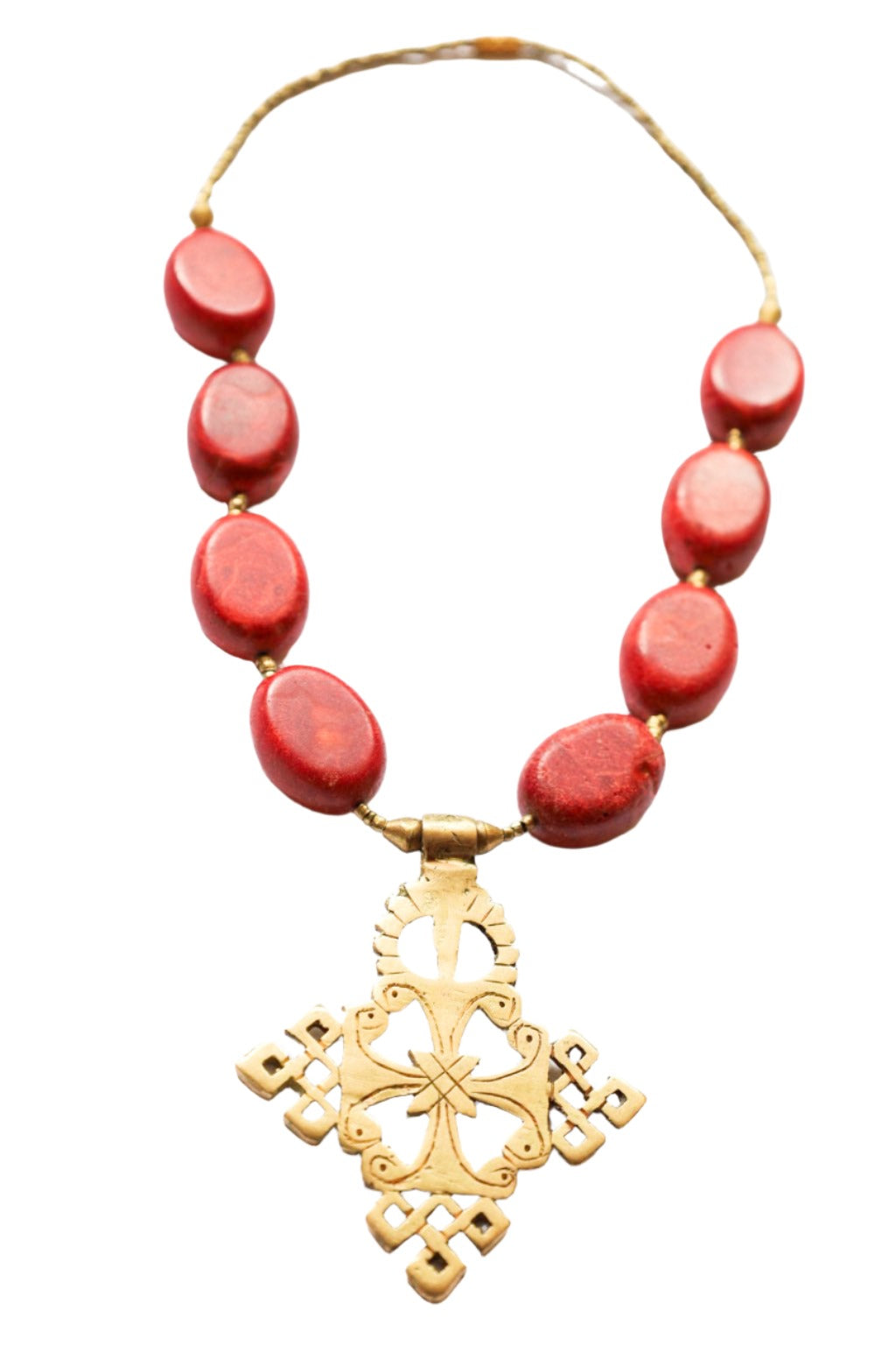 Eternal Coral Cross Necklace