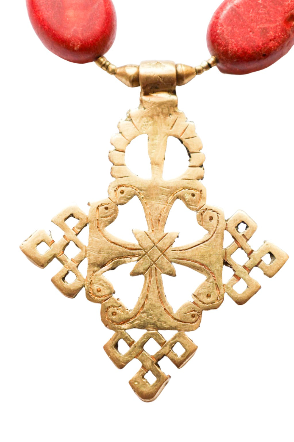 Eternal Coral Cross Necklace