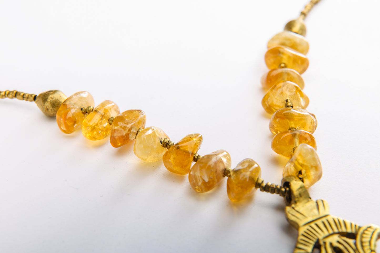 Ethiopian Cross Necklace with Citrine