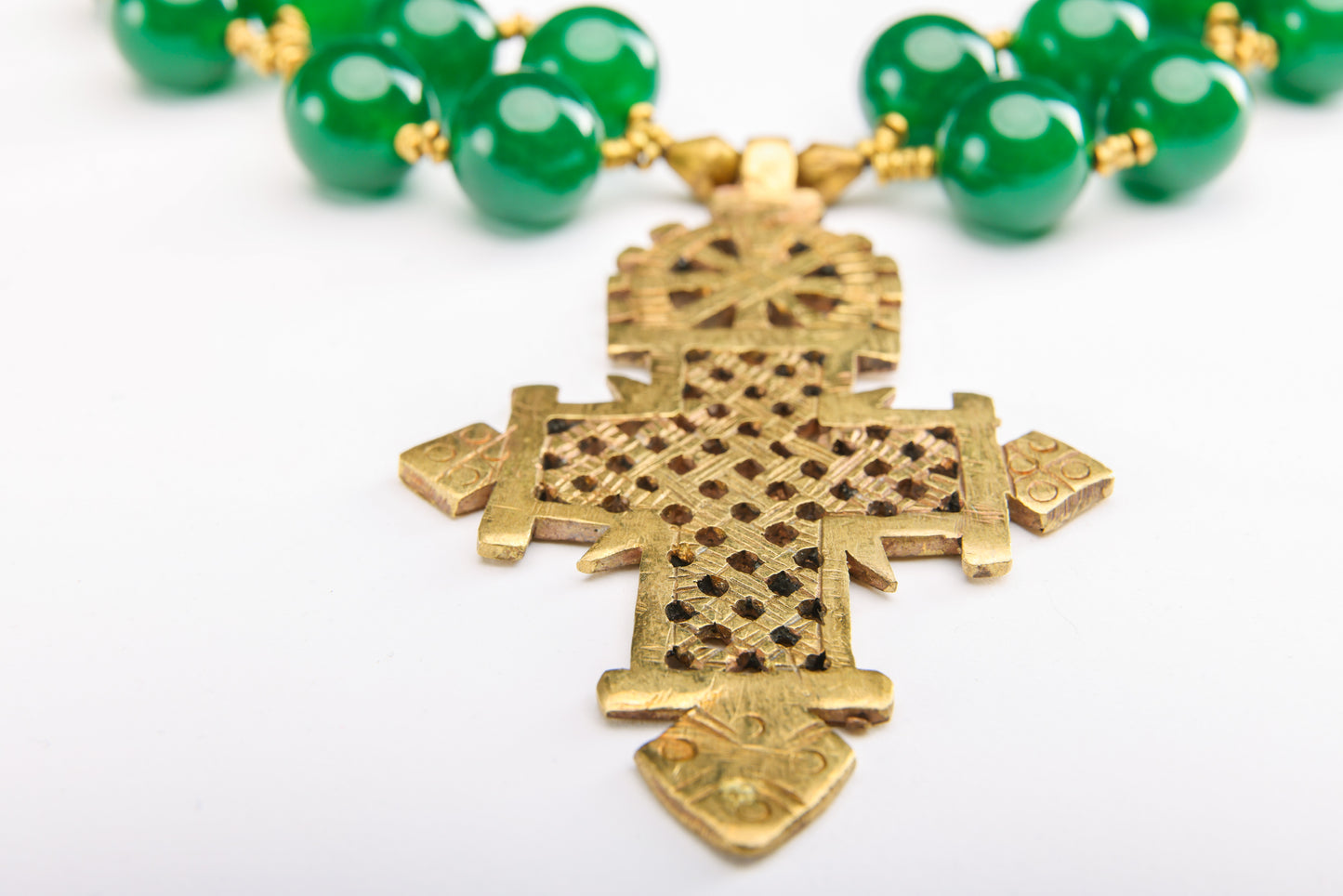 Ethiopian Cross with Green Jade