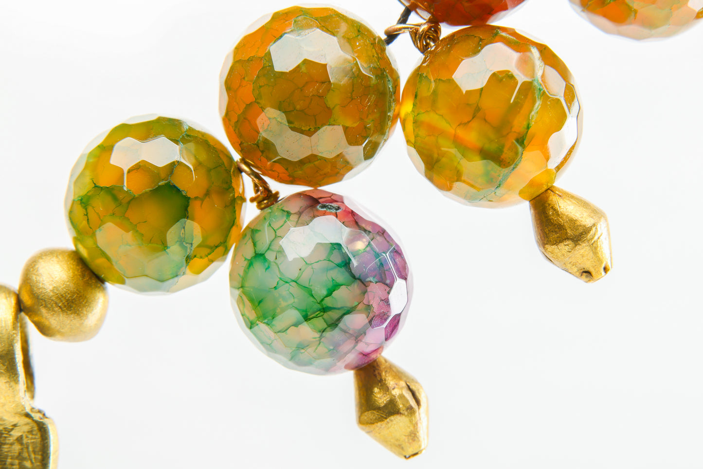 Agate Necklace with Yellow, Green, and Brown Tones