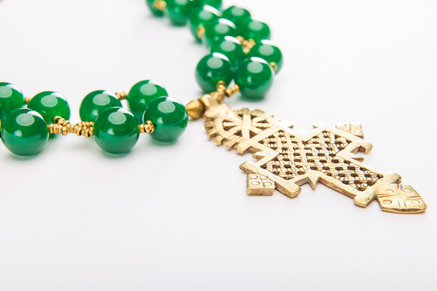Ethiopian Cross with Green Jade