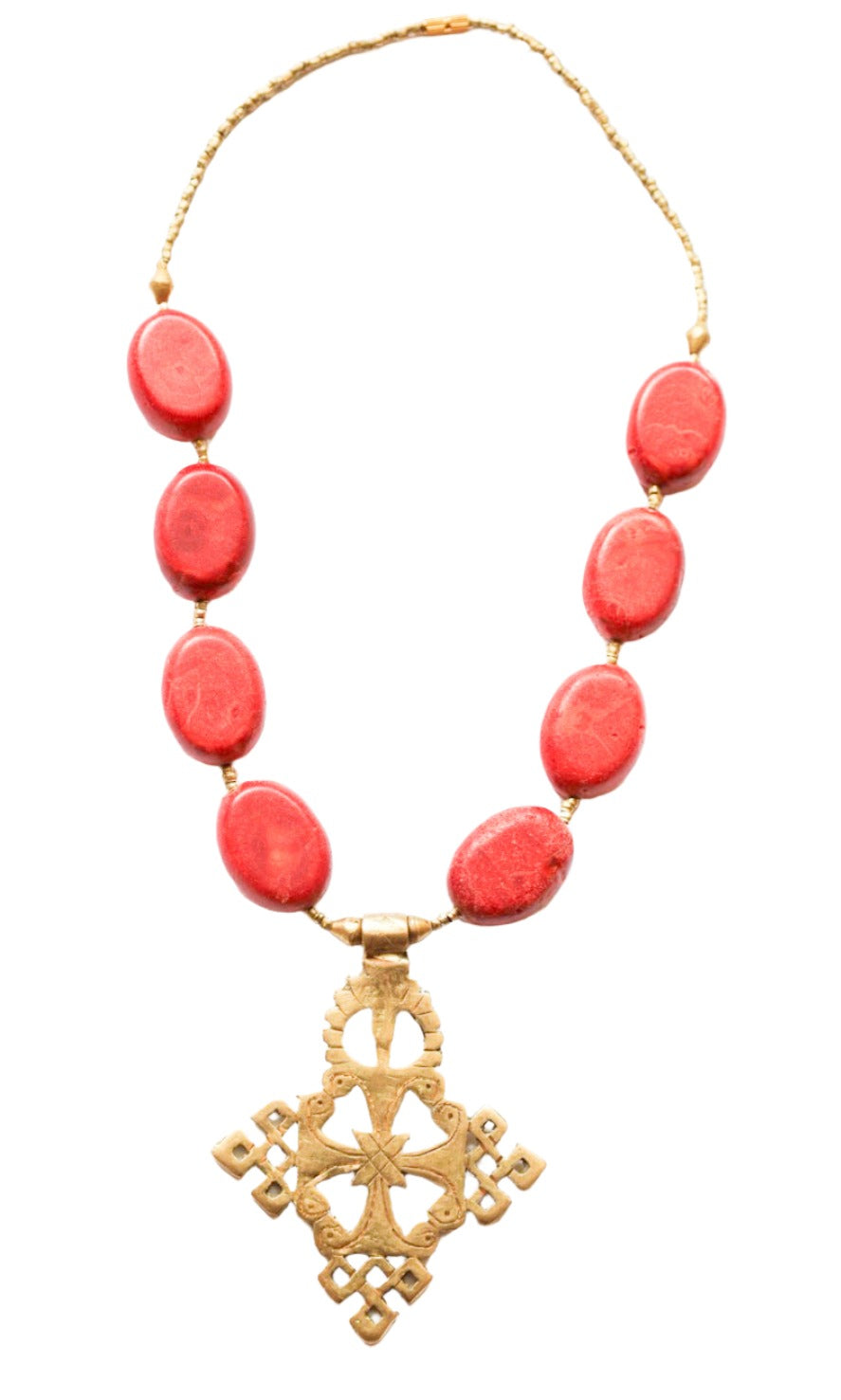 Eternal Coral Cross Necklace