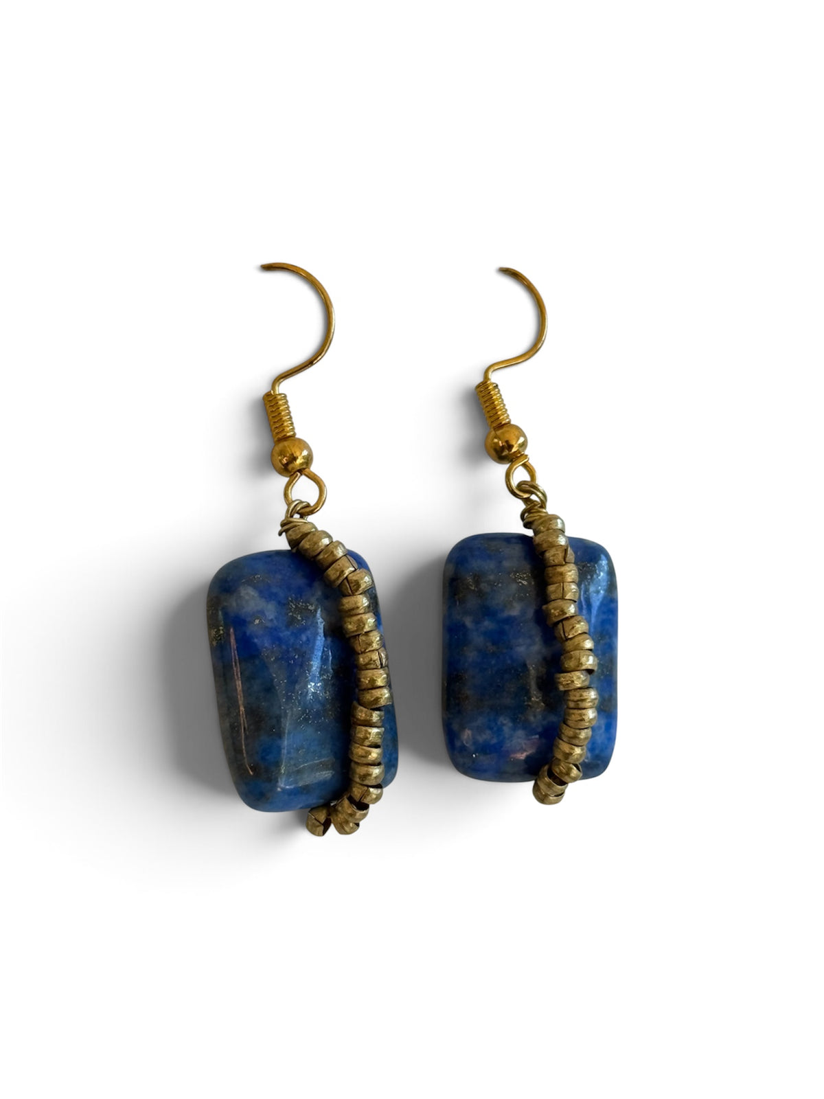 Lapis brass earrings