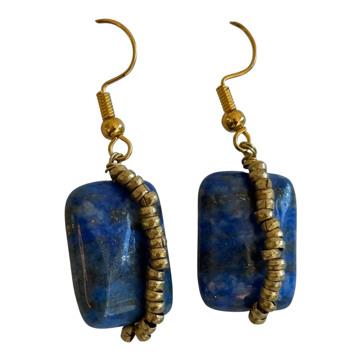 Lapis brass earrings