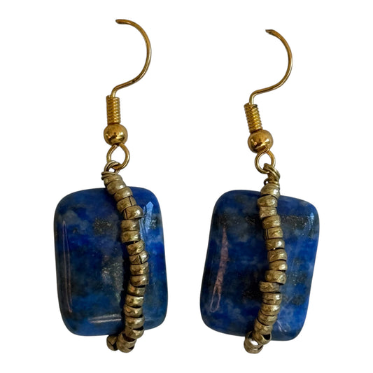Lapis brass earrings