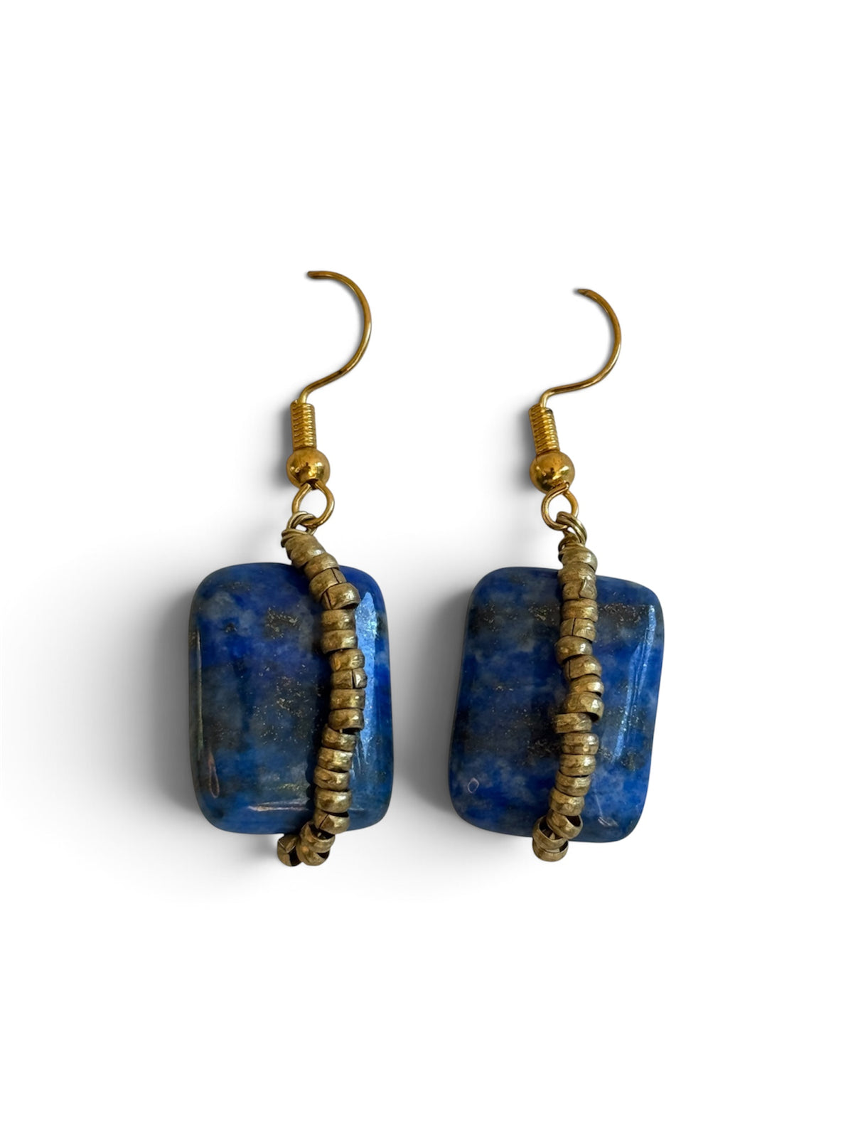 Lapis brass earrings